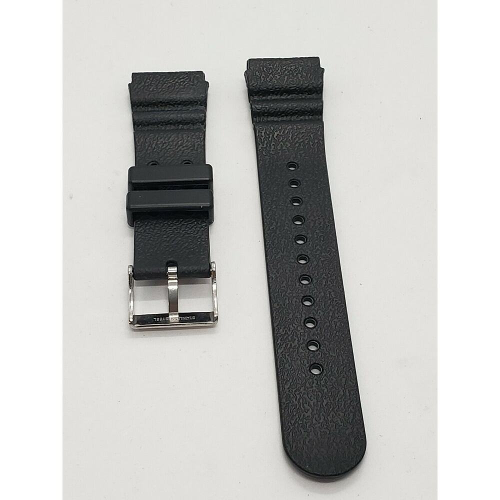 Banda Black Rubber 21mm Watch Band Men's